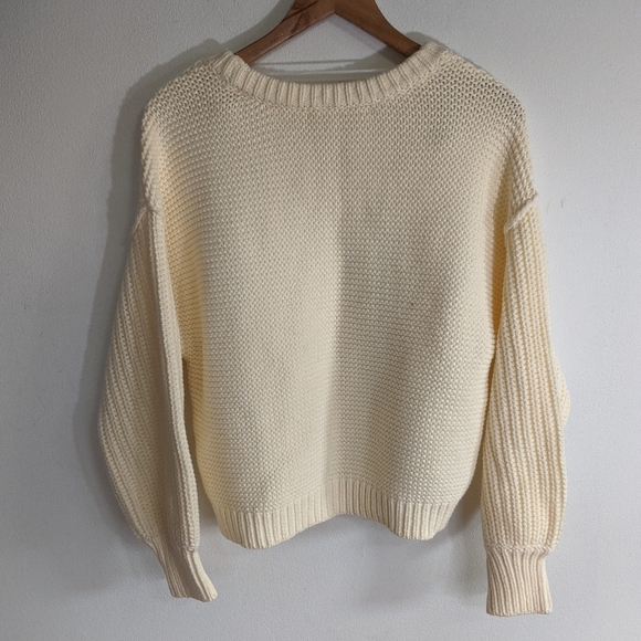 NEW Free People Dream Cable Crewneck Sweater In Cream - Picture 7 of 8